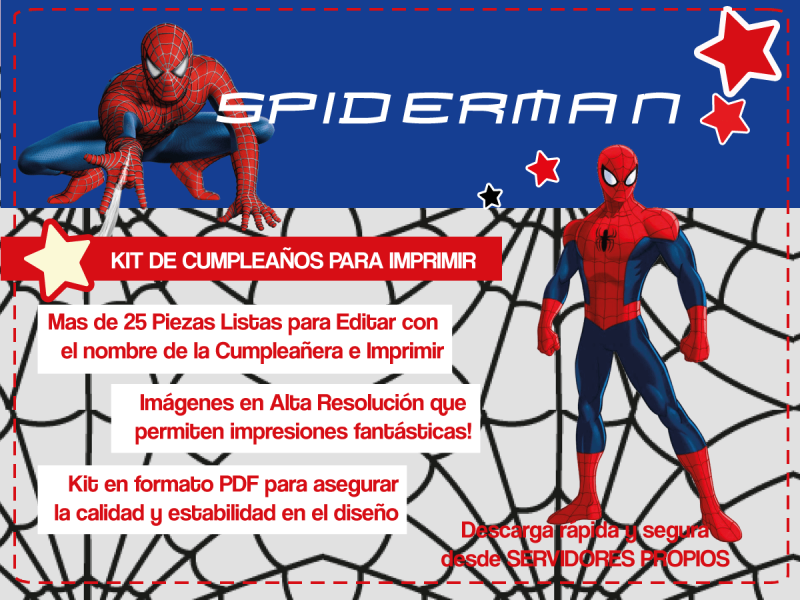 Kit imprimible de spiderman para cumpleaños