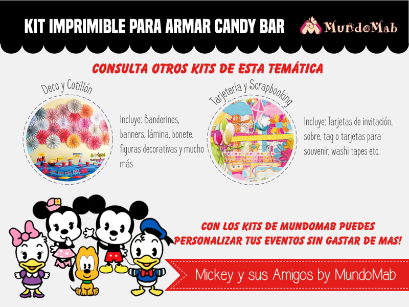 etiquetas candy bar de mickey