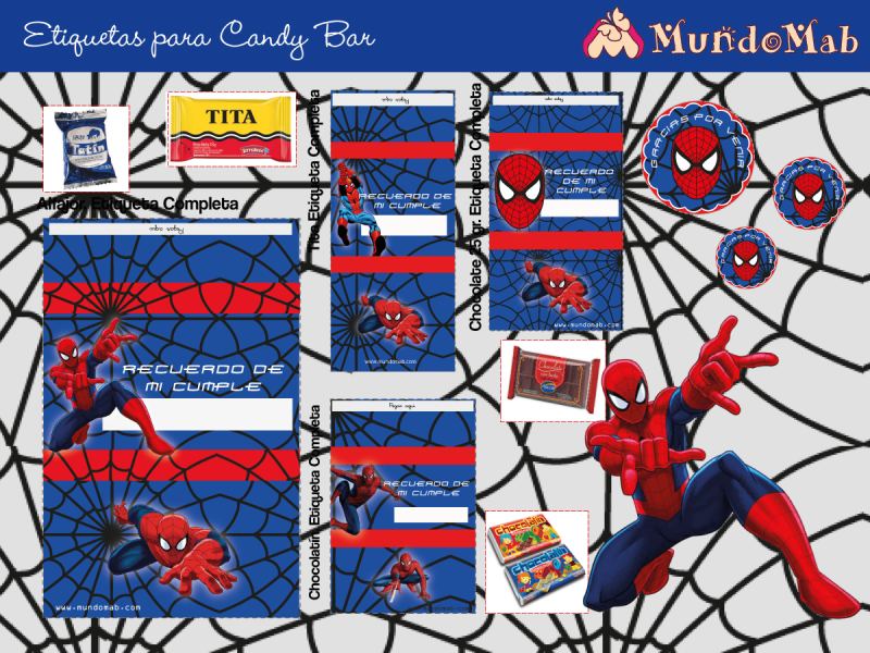 spiderman etiquetas candy bar