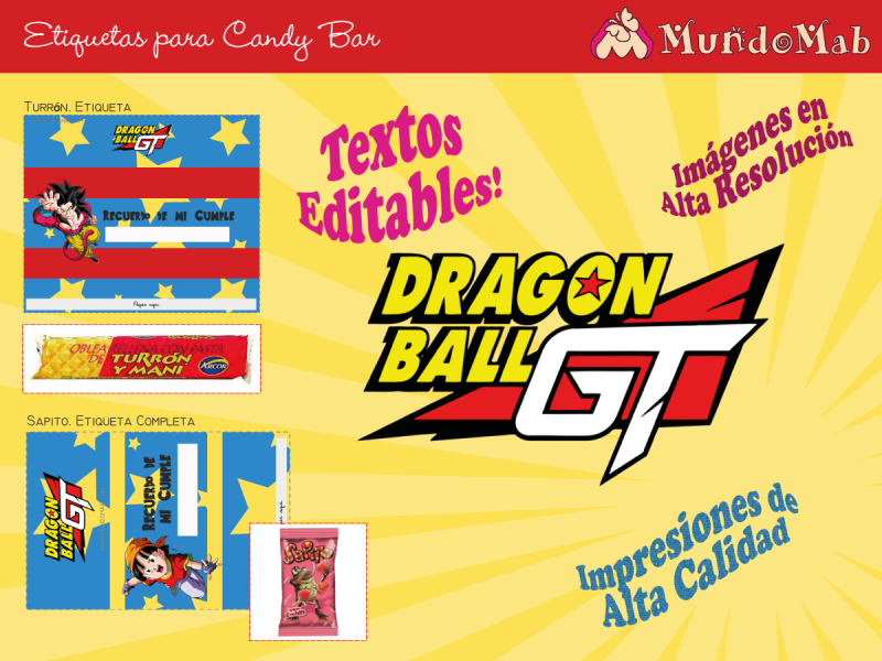 dragon ball candy bar para imprimir