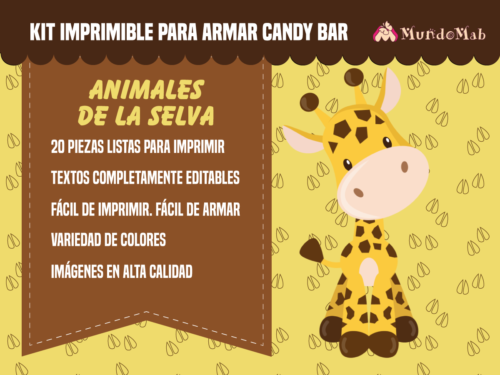Candy bar de animales de la selva