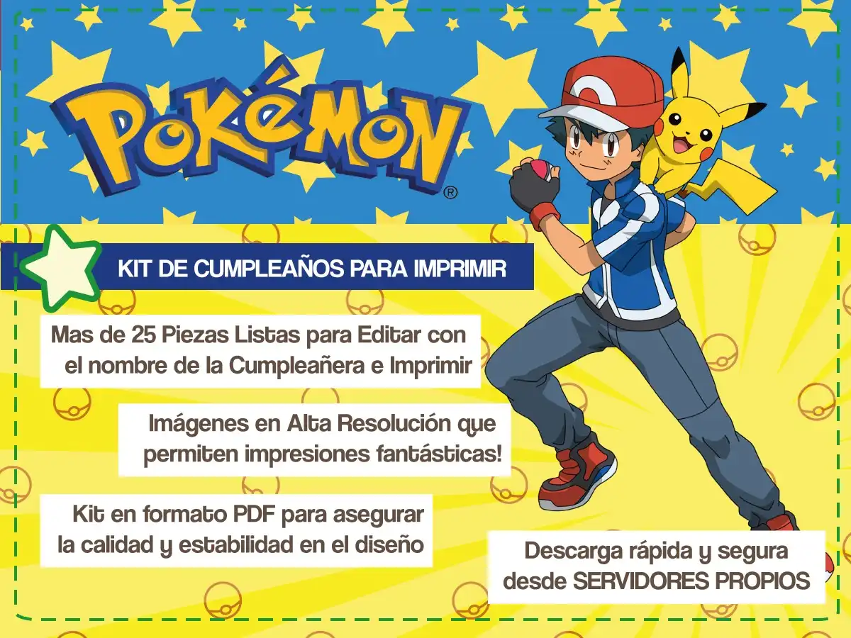 Pokemon | Kit de cumpleaños para imprimir