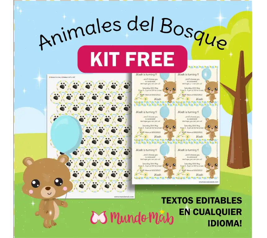 animales del bosque kit de cumpleaños gratis